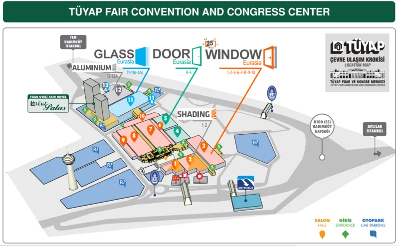 Схема Экспоцентра выставки Window Eurasia Турция Стамбул. © eurasiawindowfair 